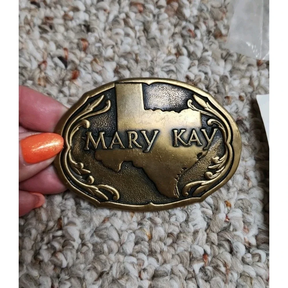 Vintage Mary Kay Brass Western Belt Buckle Texas 1994 Seminar Advertising NEW